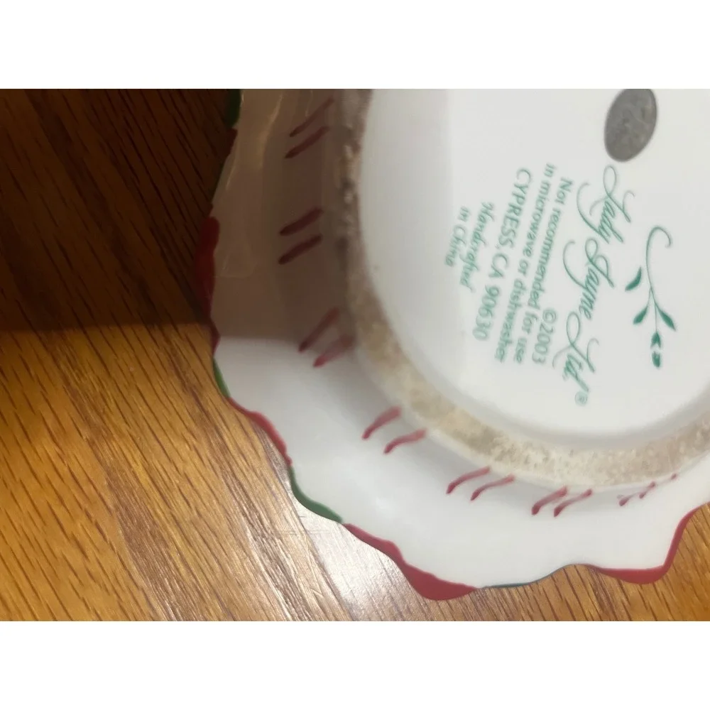 Vtg 2003 Lady Jayne Ltd Christmas Holiday Ribbon Holly Berry Soap Dish Plate